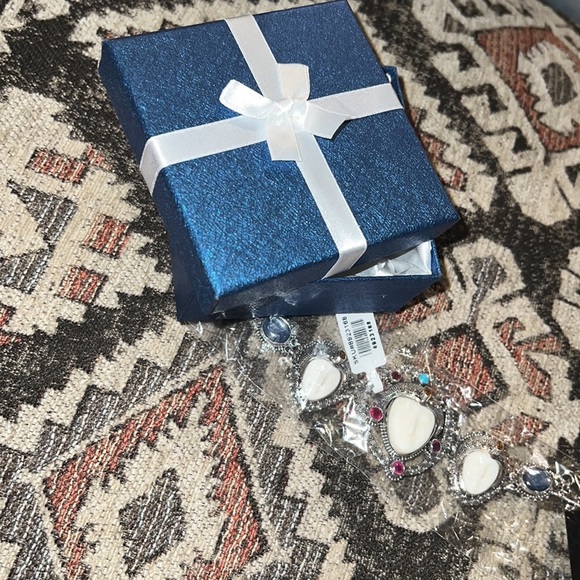 BALI GODDESS Carved Bone and Multi‎ Gemstone Toggle Clasp Bracelet - Picture 6 of 6